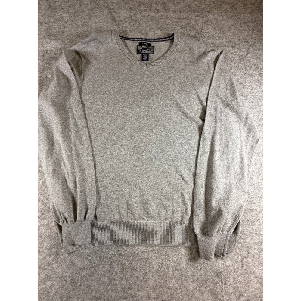 American Rag Mens V-Neck Sweater‎ Gray Extra Large Cotton Casual Classic Knit